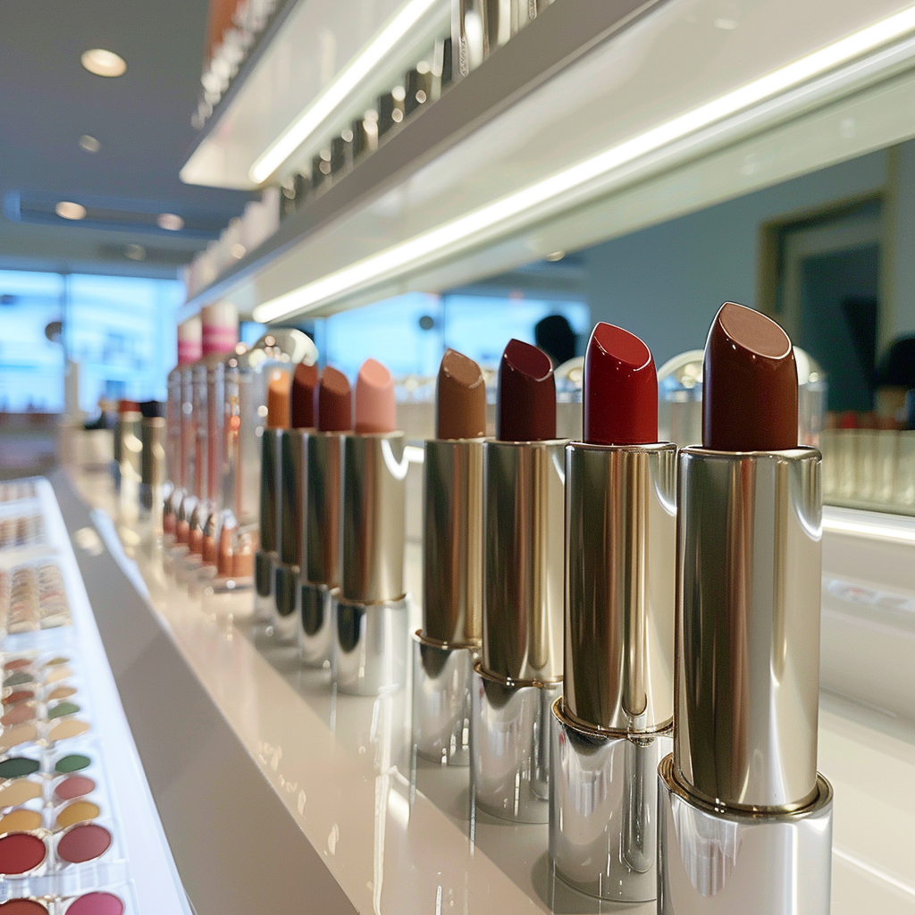 Lipstick tubes lined up