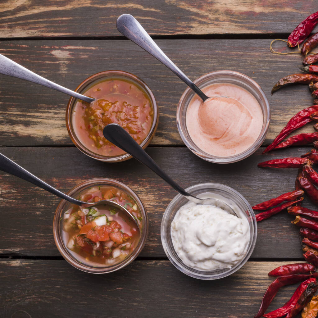 A variety of sauces and dips that can be used in any meal