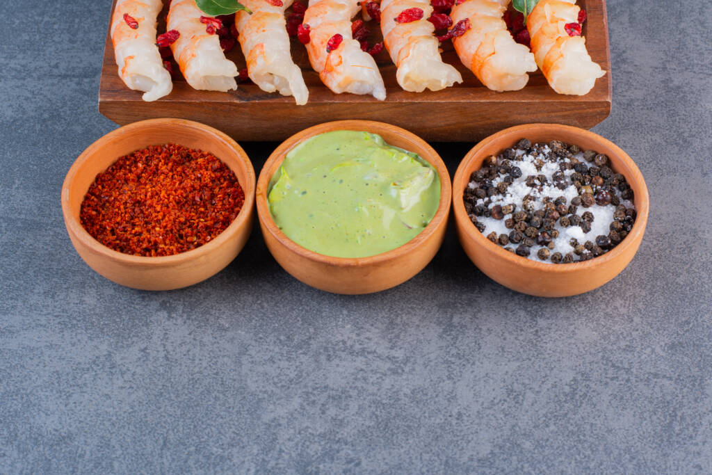 Dipping sauces with shrimp