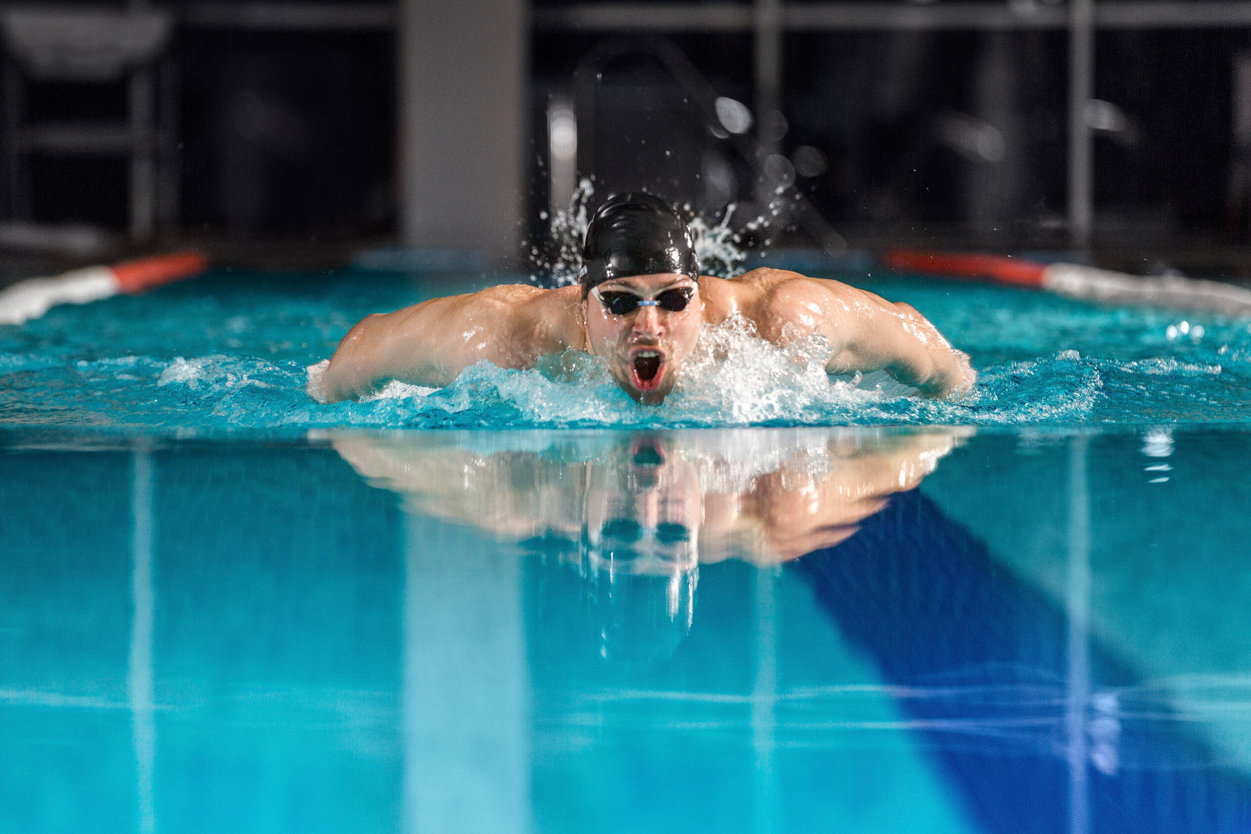 Man swimming butterfly