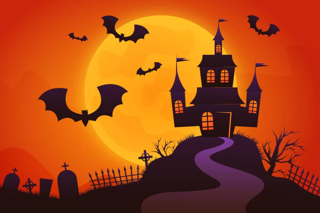 halloween art with castle