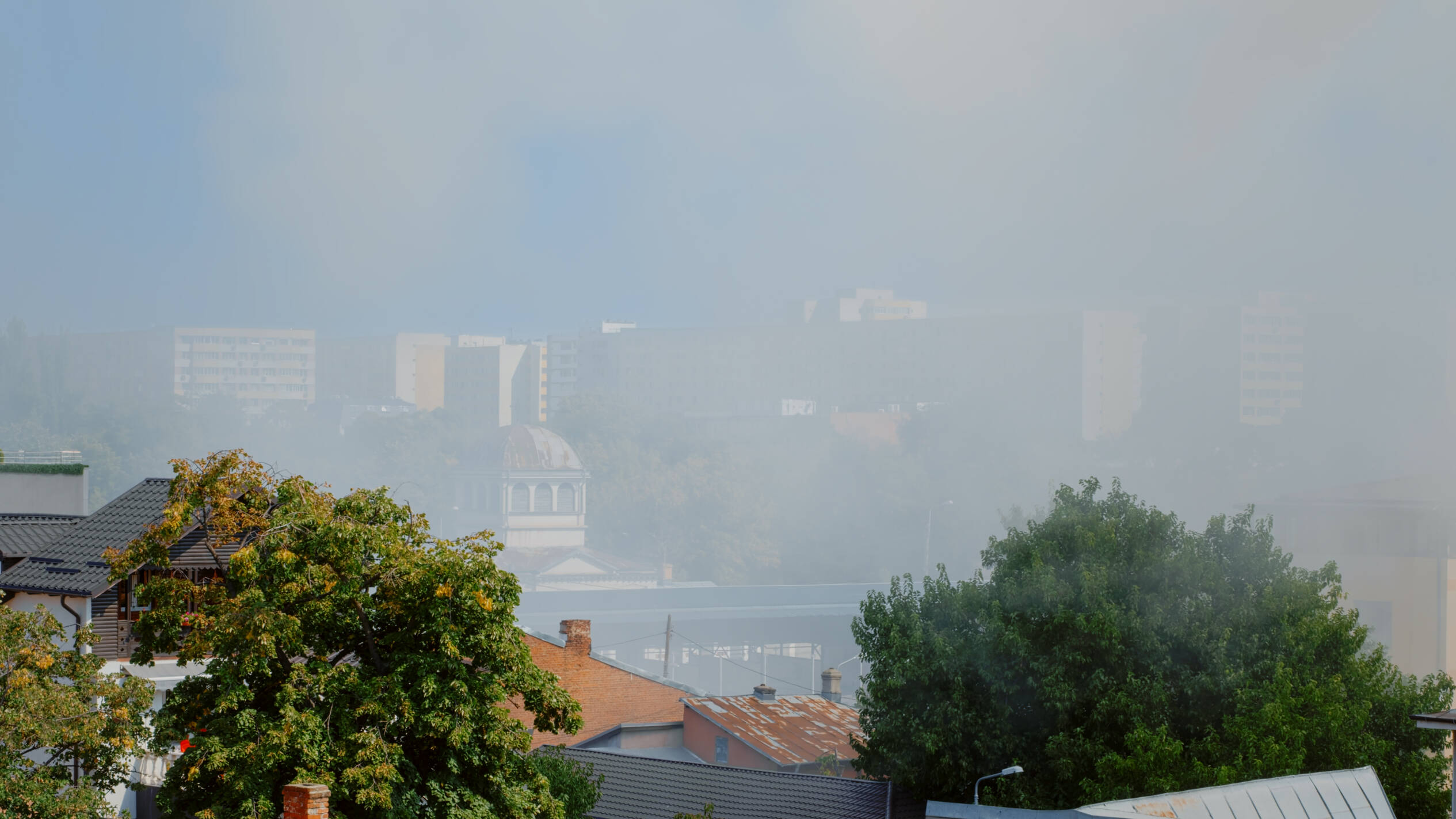 Heavy smog over city