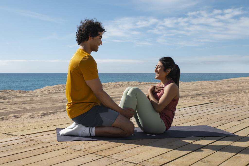 Couple exercising outdoors together